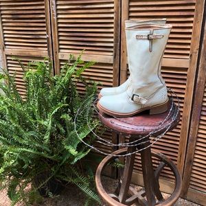 Frye White Distressed/Crackled Leather Boots